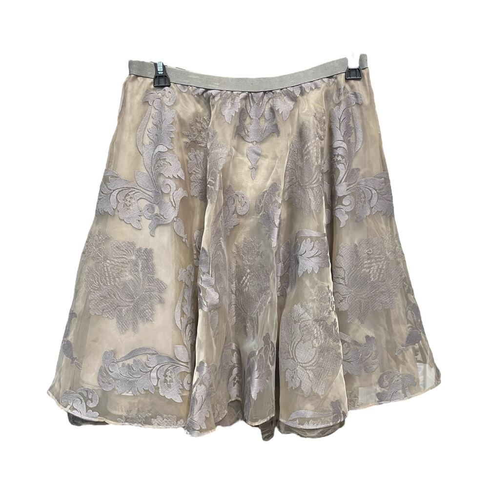 Anthropologie Emeline Embroidered Chiffon Skirt size 12 petite